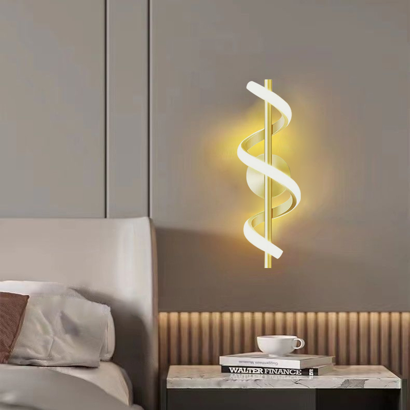 Decor Lighting Online - Minimalist LED โคมไฟติดผนังห้องนอนนอร์ดิกข้างเตียงสีดำสีขาวตกแต่งสีทองแสงห้องนั่งเล่นทางเดินภายในติดตั้ง