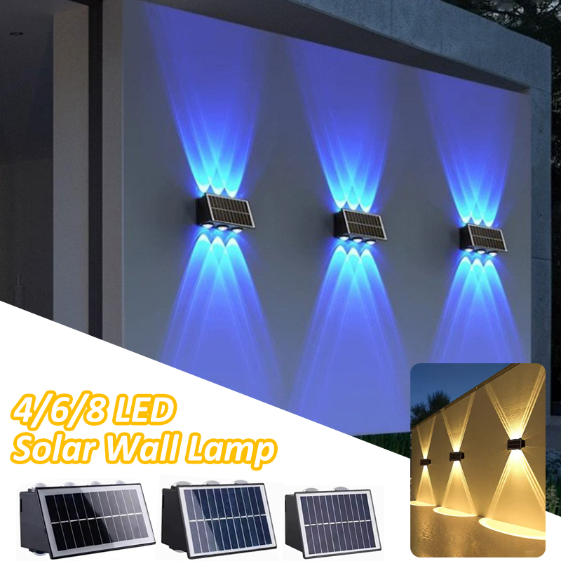 Garage Lighting Decor - ไฟพลังงานแสงอาทิตย์สําหรับภายนอกไฟรั้วพลังงานแสงอาทิตย์กันน้ํากลางแจ้ง LED Up และ Down โคมไฟติดผนังพลังงานแสงอาทิตย์