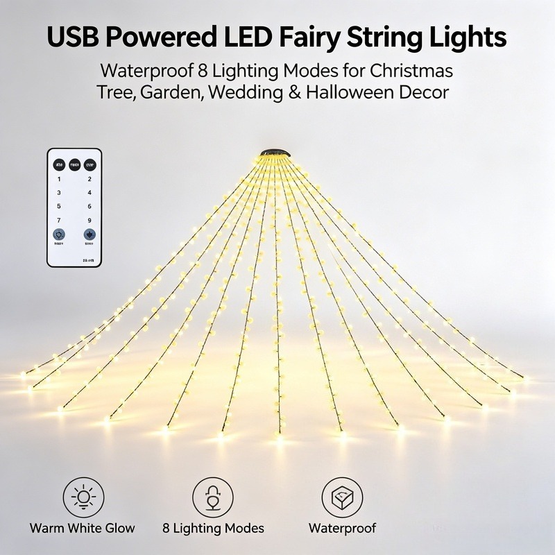 Wedding Lighting And Decor - ไฟประดับ LED แบบ USB กันน้ำ สำหรับตกแต่งต้นคริสต์มาส