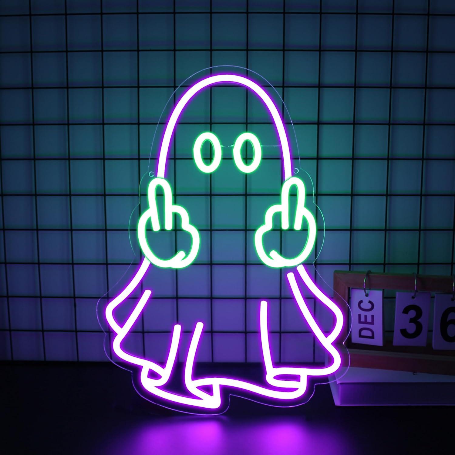 Lighting Decor In Room - ป้ายไฟนีออนรูปผี ใช้พลังงานจาก USB ไฟ LED ปรับความสว่างได้