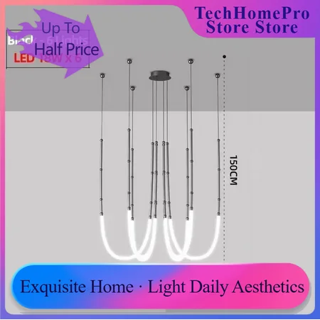 Decor Lighting Online - เทคเอชพีนอร์ดิก โมเดิร์น อาร์ต ไลน์ไฟ LED แบบแขวนสำหรับห้องรับประทานอาหาร/ห้องนั่งเล่นตกแต่งบ้านโคมไฟ