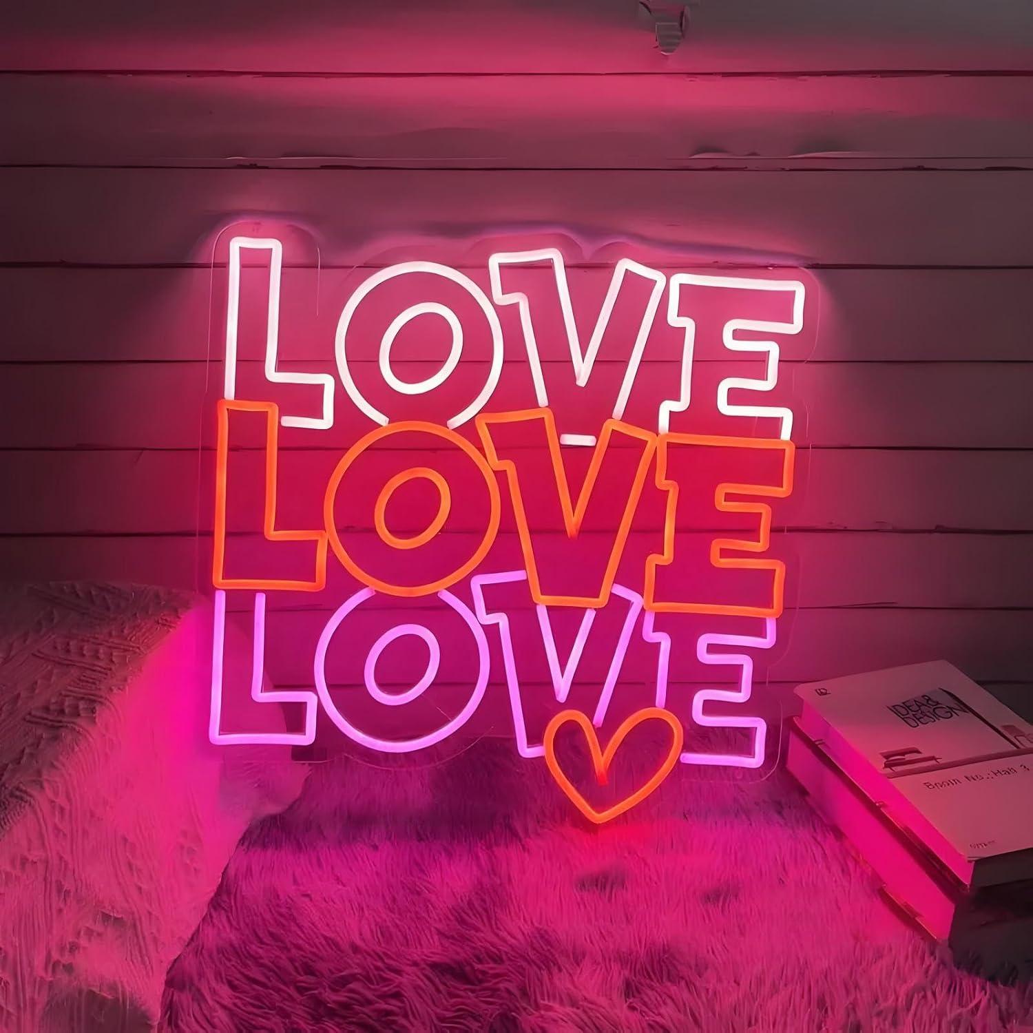 Wedding Lighting And Decor - ป้ายไฟนีออนรูปหัวใจ ไฟ LED ปรับความสว่างได้ ใช้พอร์ต USB