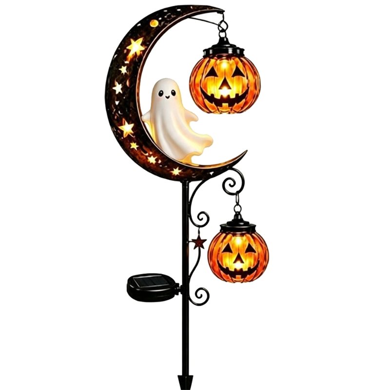 Decor Lighting Discount - 【ส่วนลดพิเศษช่วงเวลาจำกัด】สำหรับไฟตกแต่งสนามหญ้าทางเดิน รูปฟักทองฮาโลวีน ดวงจันทร์ ไฟโซลาร์เซลล์ LED โลหะกันน้ำ