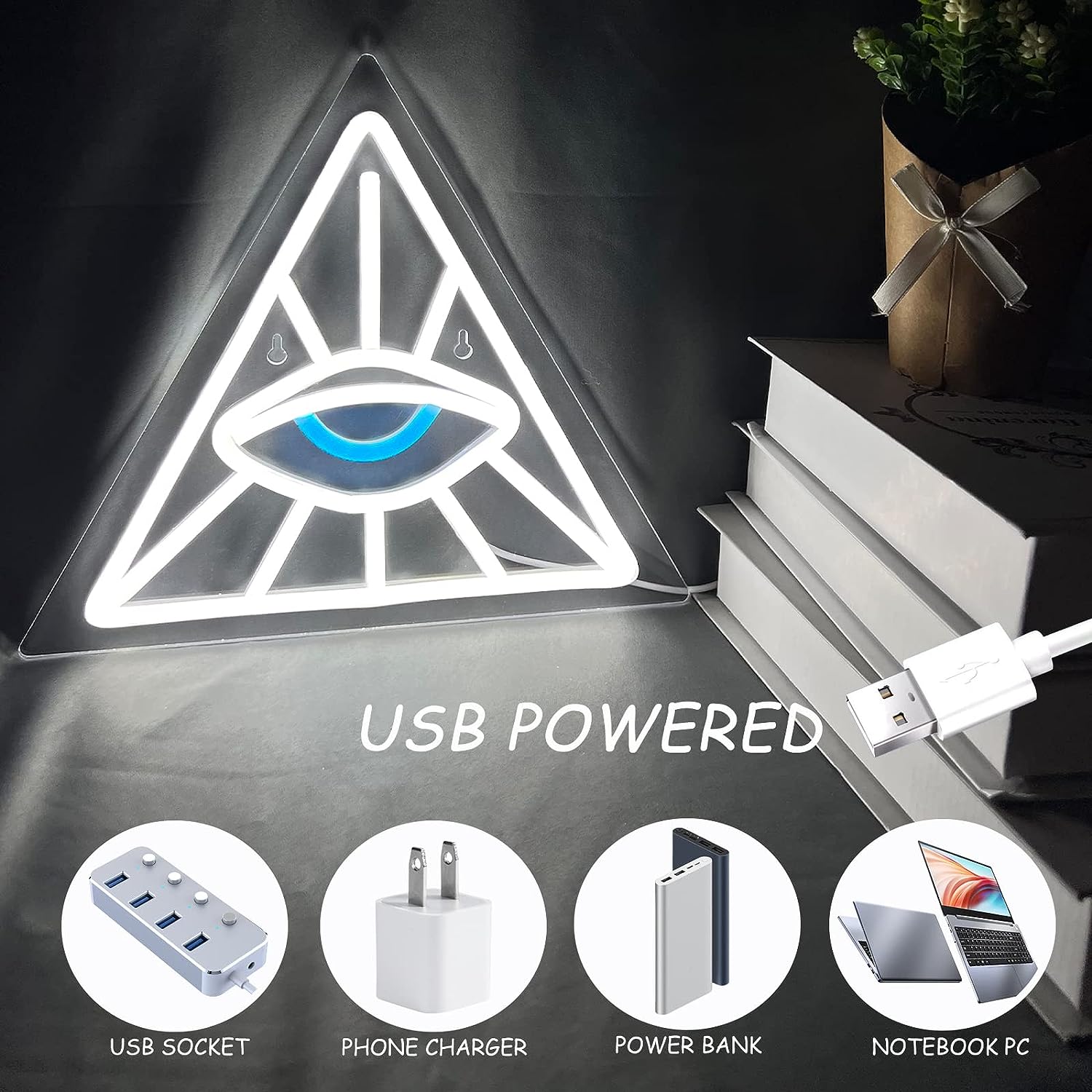 ไฟนีออนรูปดวงตาในรูปสามเหลี่ยม - Outdoor Lighting Decor Ideas บทวิจารณ์และราคา