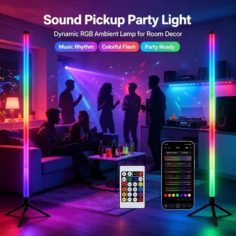 โคมไฟตั้งพื้นแบบมุม RGB LED 2  - Lighting Decor In Room บทวิจารณ์และราคา