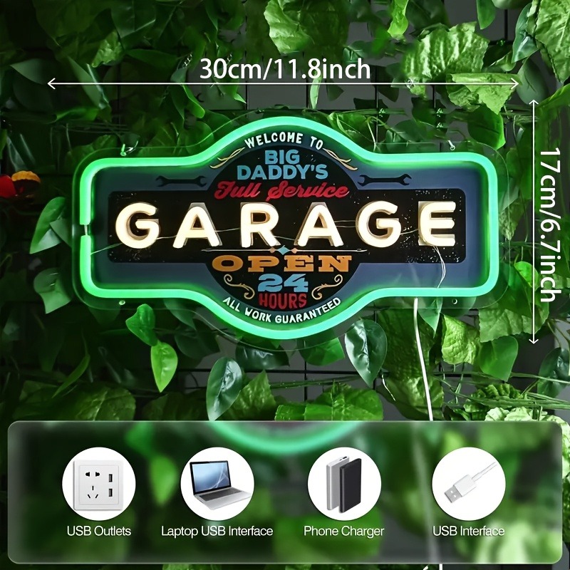 โรงรถ Retro LED Neon Sign UV พ - Garage Lighting Decor บทวิจารณ์และราคา