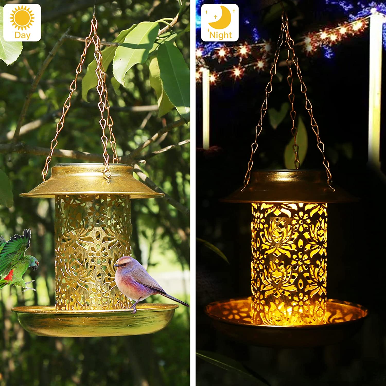 Solar Bird Feeder โลหะกลางแจ้ง - Outdoor Lighting Decor Ideas บทวิจารณ์และราคา