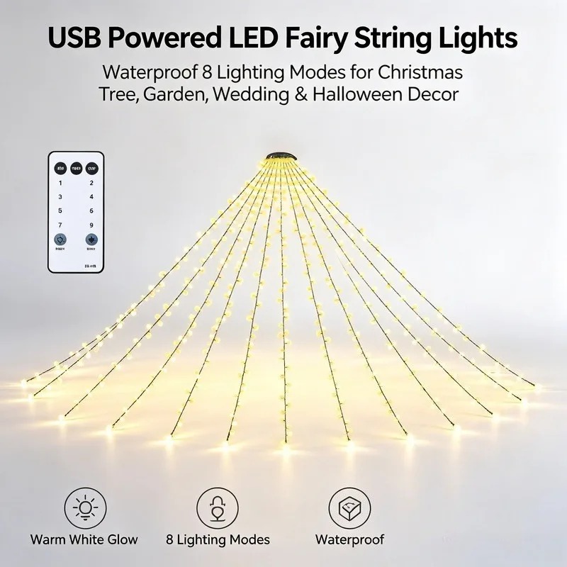 ไฟสาย LED USB กันน้ำ, 8 โหมดแส - Wedding Lighting And Decor บทวิจารณ์และราคา