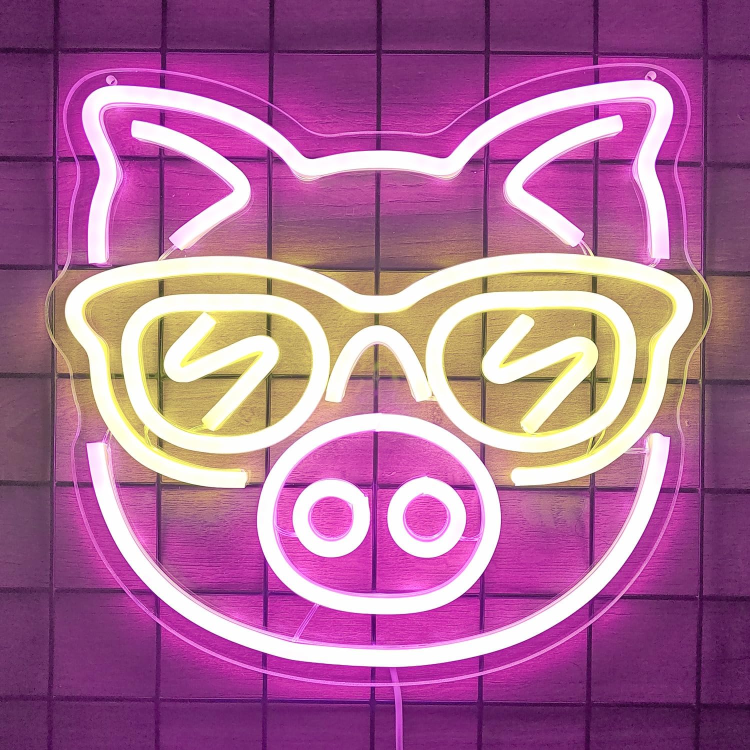 ป้ายไฟนีออนรูปหมูสีชมพูแว่นตาส - Outdoor Lighting Decor Ideas บทวิจารณ์และราคา