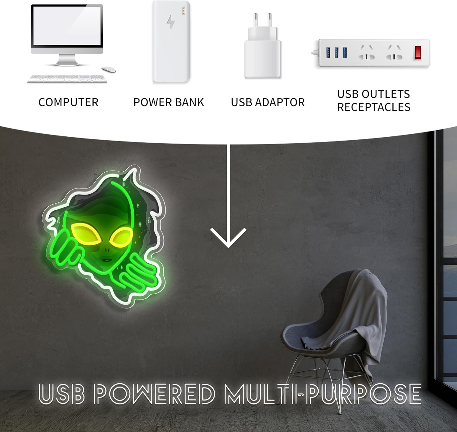ป้ายไฟนีออนรูปหน้าเอเลี่ยน สีเ - Outdoor Lighting Decor Ideas บทวิจารณ์และราคา