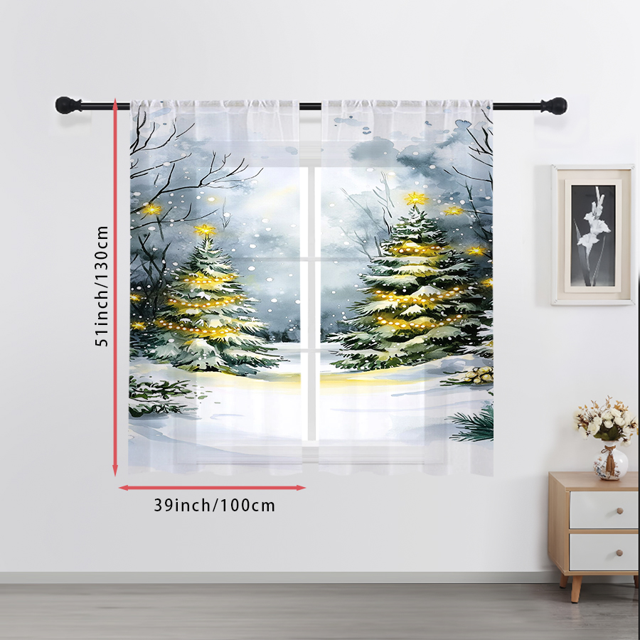 ผ้าม่านโปร่งแสง 2 ชิ้น ลายต้นค - Office Lighting Decor บทวิจารณ์และราคา