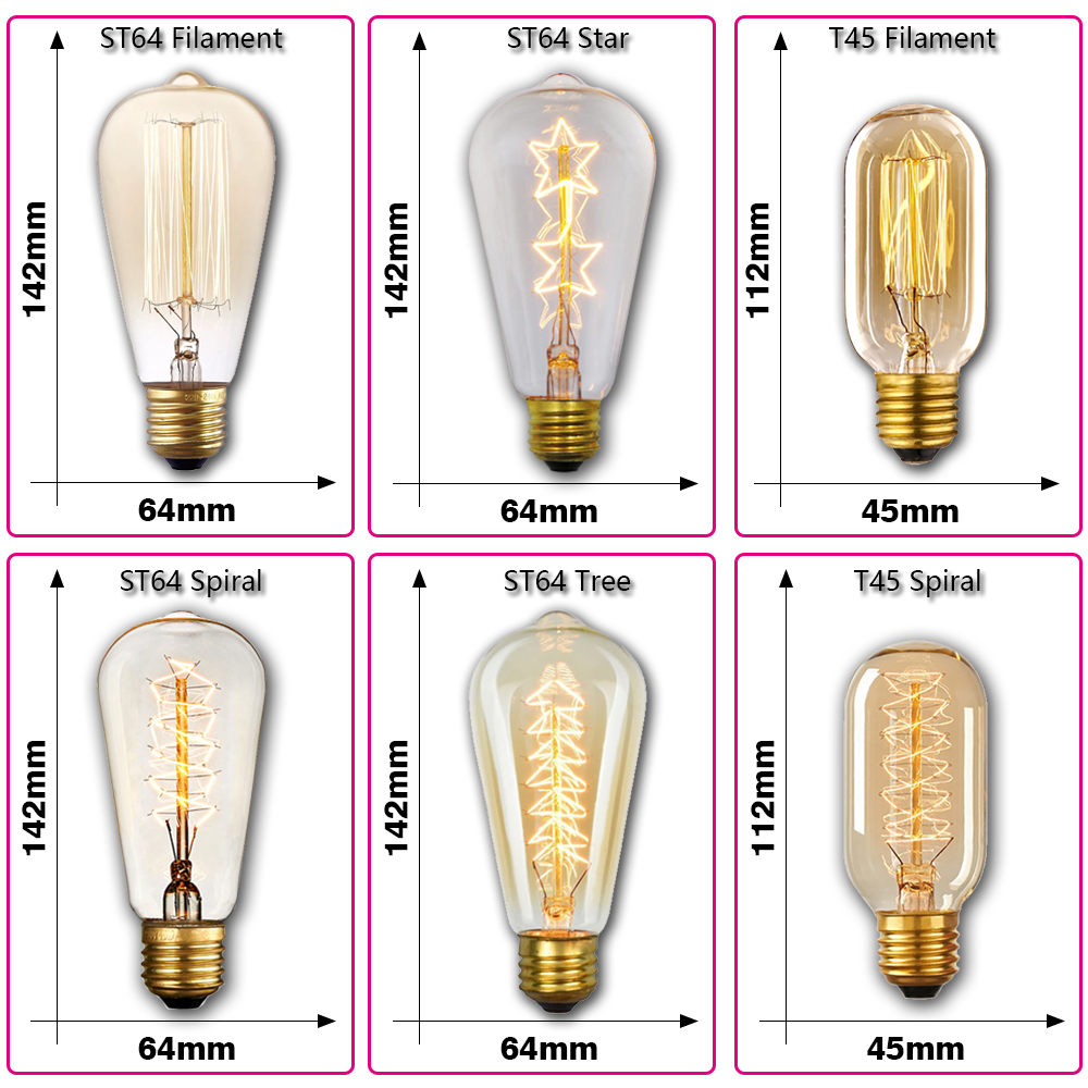 หลอดไฟเอดิสันย้อนยุค E27 40W 2 - Lighting Decor Items บทวิจารณ์และราคา